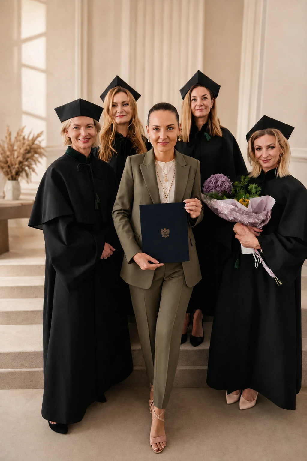 Bogusława Herda podczas uroczystości związanej z ukończeniem studiów podyplomowych z kosmetologii